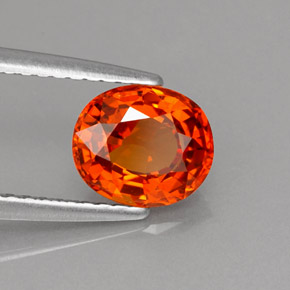 1.61カラットの天然マンダリンオレンジスペサルティンガーネット（7.2×6.2 mm・オーバルカット）