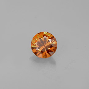 0.34カラットの天然マンダリンオレンジスペサルティンガーネット（4.17 mm・ラウンドカット）