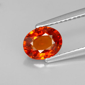1.29カラットの天然マンダリンオレンジスペサルティンガーネット（7.2×5.8 mm・オーバルカット）