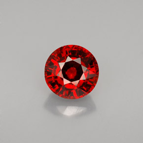 1.55カラットの天然赤みがかったオレンジスペサルティンガーネット（6.39 mm・ラウンドカット）