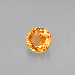 0.84カラットの天然マンダリンオレンジスペサルティンガーネット（5.14 mm・ラウンドカット）