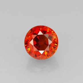 1.30カラットの天然マンダリンオレンジスペサルティンガーネット（5.68 mm・ラウンドカット）