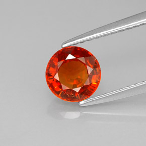 1.28カラットの天然マンダリンオレンジスペサルティンガーネット（6.18 mm・ラウンドカット）