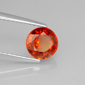 1.28カラットの天然マンダリンオレンジスペサルティンガーネット（6.18 mm・ラウンドカット）