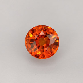 1.13カラットの天然マンダリンオレンジスペサルティンガーネット（5.76 mm・ラウンドカット）