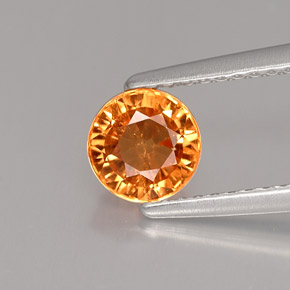 1.19カラットの天然マンダリンオレンジスペサルティンガーネット（5.67 mm・ラウンドカット）