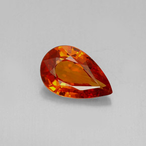 1.27カラットの天然マンダリンオレンジスペサルティンガーネット（8.5×5.6 mm・洋梨の形）