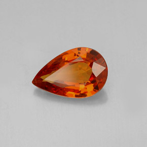 1.27カラットの天然マンダリンオレンジスペサルティンガーネット（8.5×5.6 mm・洋梨の形）