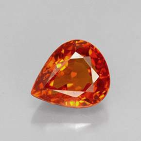 1.36カラットの天然マンダリンオレンジスペサルティンガーネット（6.9×5.8 mm・洋梨の形）