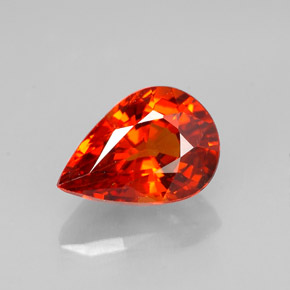 1.23カラットの天然マンダリンオレンジスペサルティンガーネット（7.6×5.3 mm・洋梨の形）