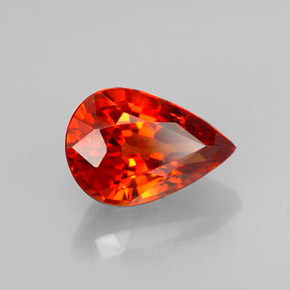 1.23カラットの天然マンダリンオレンジスペサルティンガーネット（7.6×5.3 mm・洋梨の形）