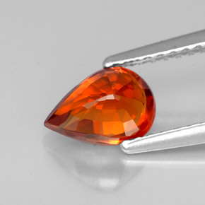 1.23カラットの天然マンダリンオレンジスペサルティンガーネット（7.6×5.3 mm・洋梨の形）