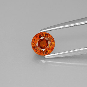 0.73カラットの天然マンダリンオレンジスペサルティンガーネット（5.07 mm・ラウンドカット）