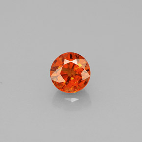 0.89カラットの天然マンダリンオレンジスペサルティンガーネット（5.18 mm・ラウンドカット）