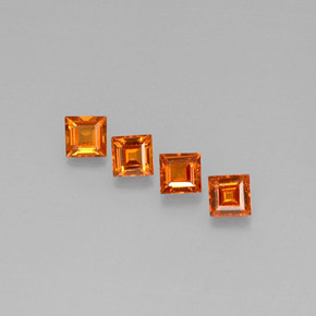カラットの天然マンダリンオレンジスペサルティンガーネット（3.7×3.6 mm・四角）