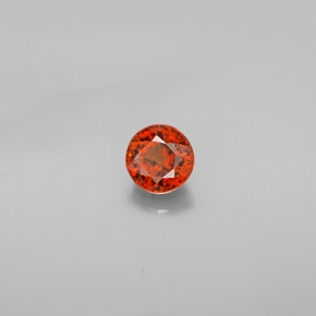 0.85カラットの天然レッドオレンジスペサルティンガーネット（5.16 mm・ラウンドカット）