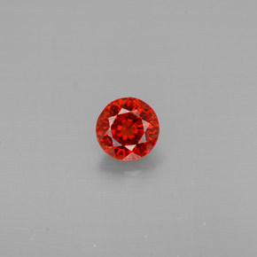 0.80カラットの天然レッドオレンジスペサルティンガーネット（5.24 mm・ラウンドカット）