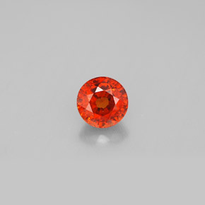 0.92カラットの天然マンダリンオレンジスペサルティンガーネット（5.23 mm・ラウンドカット）