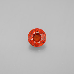 0.87カラットの天然マンダリンオレンジスペサルティンガーネット（5.37 mm・ラウンドカット）
