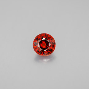 0.89カラットの天然レッドオレンジスペサルティンガーネット（5.34 mm・ラウンドカット）
