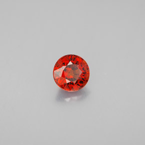 0.89カラットの天然レッドオレンジスペサルティンガーネット（5.34 mm・ラウンドカット）