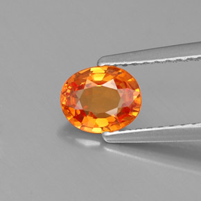 0.91カラットの天然マンダリンオレンジスペサルティンガーネット（6.3×5.2 mm・オーバルカット）
