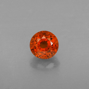 0.73カラットの天然マンダリンオレンジスペサルティンガーネット（4.84 mm・ラウンドカット）
