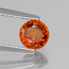 0.76カラットの天然マンダリンオレンジスペサルティンガーネット（5.12 mm・ラウンドカット）