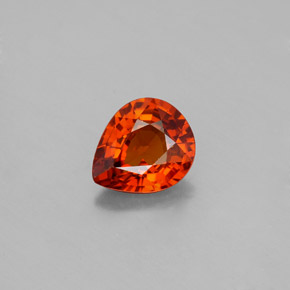 1.57カラットの天然レッドオレンジスペサルティンガーネット（7.8×6.6 mm・洋梨の形）