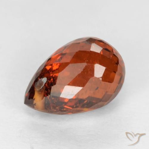 1.78カラットの天然ダークオレンジレッドスペサルティンガーネット（7.5×5 mm・ブリオレット）
