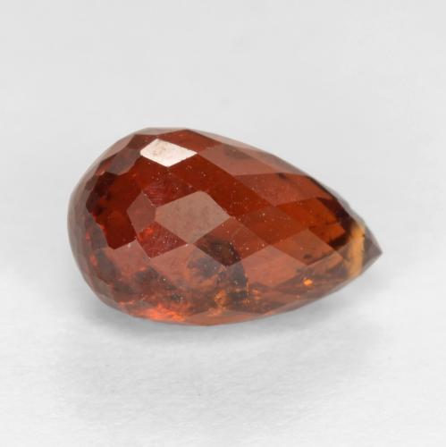2.89カラットの天然ディープオレンジレッドスペサルティンガーネット（9.1×5.6 mm・ブリオレット）