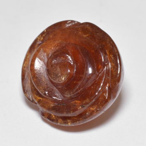 22.72カラットの天然赤みがかったオレンジスペサルティンガーネット（15.8×15 mm・フラワーカット）