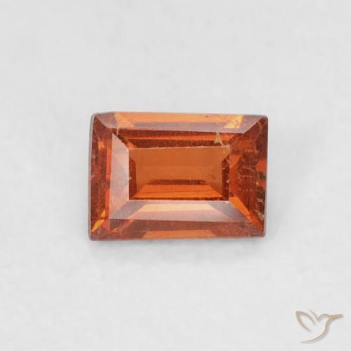 0.30ct 天然 赤みがかったオレンジ スペサルティン ガーネット, バゲット, SI
