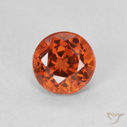 0.6 ct ルース オレンジ スペサルタイト ガーネット、4.6 mm ラウンド カット、モザンビーク産, Photo A