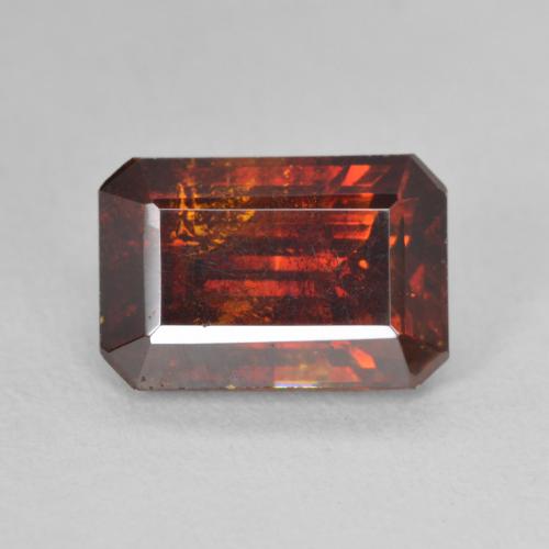 5.04ct 天然 赤みがかったオレンジ 閃亜鉛鉱, エメラルドカット, SI-I1