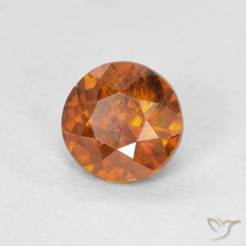 0.56カラットの天然Medium Dark-Orange閃亜鉛鉱、ラウンド、SI-I1