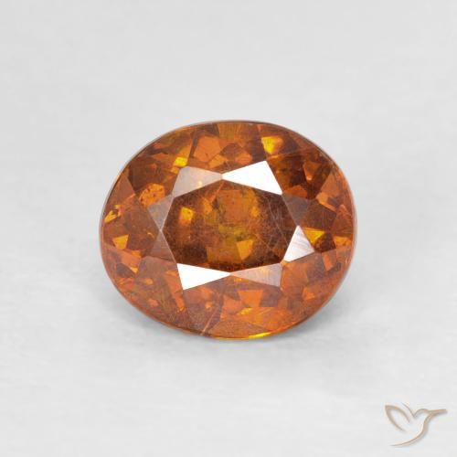 1.28カラットの天然Medium Dark-Orange閃亜鉛鉱、楕円形、SI-I1