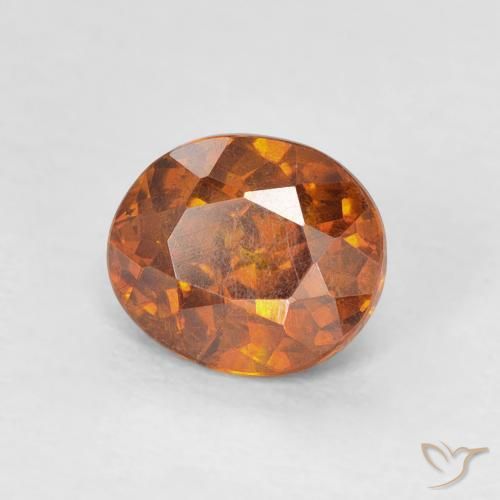 1.28カラットの天然Medium Dark-Orange閃亜鉛鉱、楕円形、SI-I1