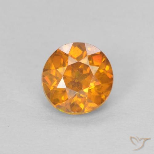 0.57ct 天然 ミディアムオレンジ 閃亜鉛鉱, ラウンド, SI-I1