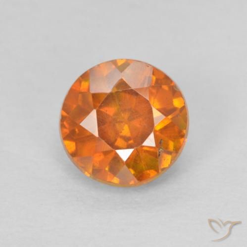 0.81ct 天然 鮮やかなオレンジ 閃亜鉛鉱, ラウンド, SI-I1