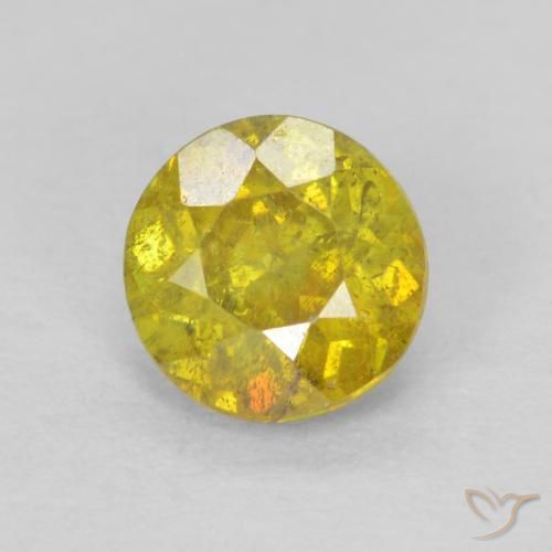 0.77ct 天然 ミディアムイエロー 閃亜鉛鉱, ラウンド, SI-I1