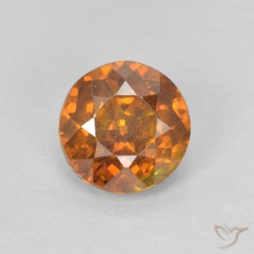0.82ct 天然 ミディアムオレンジ 閃亜鉛鉱, ラウンド, SI-I1