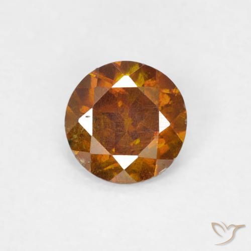 0.44ct 天然 ミディアムオレンジ 閃亜鉛鉱, ラウンド, SI-I1