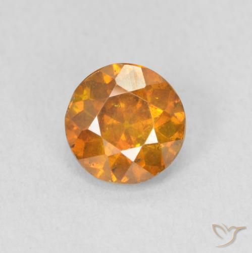 0.85ct 天然 ミディアムオレンジ 閃亜鉛鉱, ラウンド, VS-SI