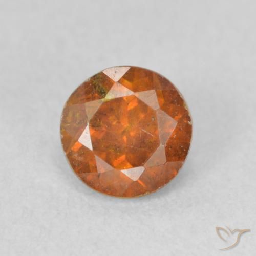 0.65ct 天然 ディープオレンジ 閃亜鉛鉱, ラウンド, SI