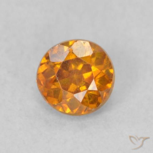 0.35ct 天然 ミディアムオレンジ 閃亜鉛鉱, ラウンド, VS-SI