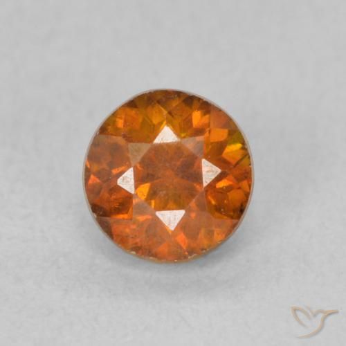 0.73ct 天然 ディープオレンジ 閃亜鉛鉱, ラウンド, VS-SI