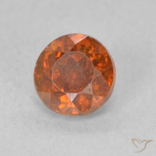0.85カラットの天然Medium Dark-Orange閃亜鉛鉱、ラウンド、SI