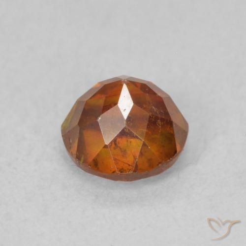 0.85カラットの天然Medium Dark-Orange閃亜鉛鉱、ラウンド、SI