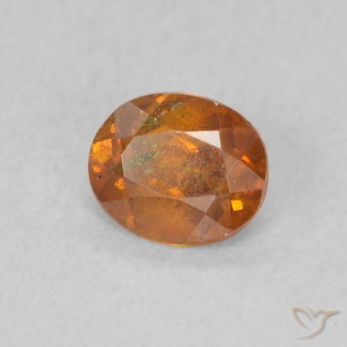 0.55カラットの天然Medium Dark-Orange閃亜鉛鉱、楕円形、SI